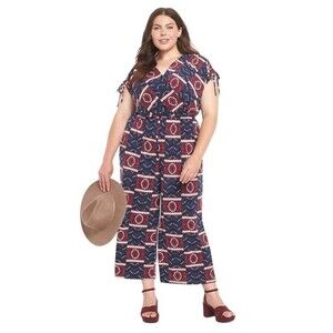NWT Lane Bryant Ruched-Shoulder Surplice Cropped Jumpsuit Size 18/20